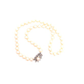 14k White Gold  15"Inch / 7mm 52 Pearl Choker with White Gold Diamond Clasps